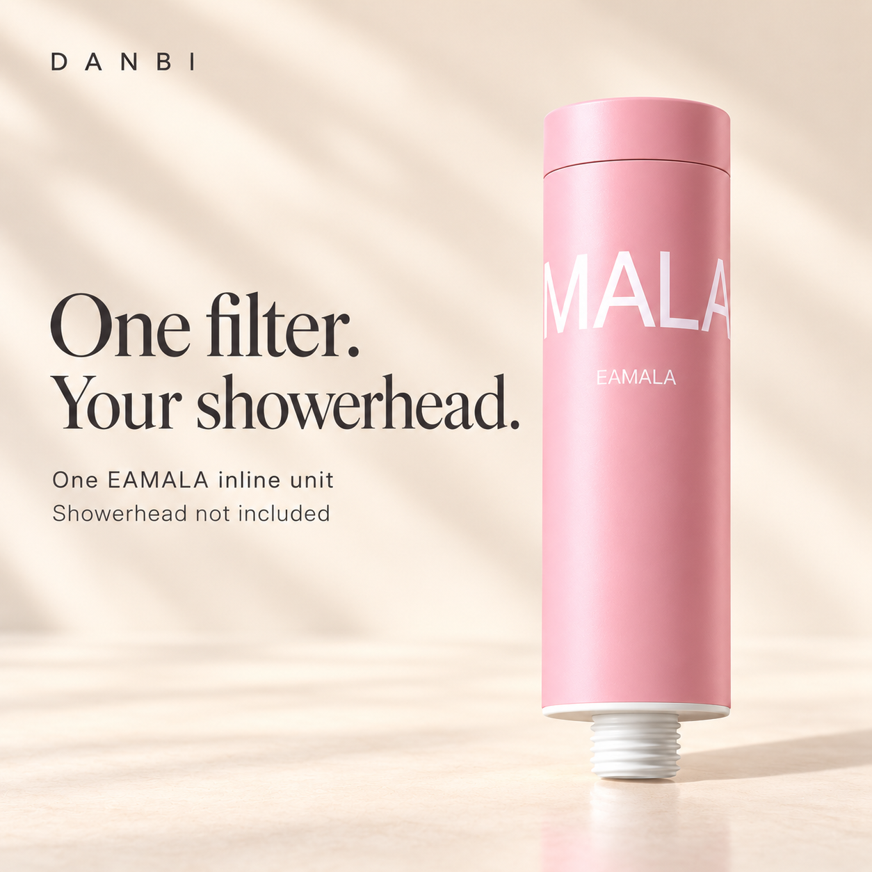 One EAMALA inline unit. Showerhead not included. Product visualisation.